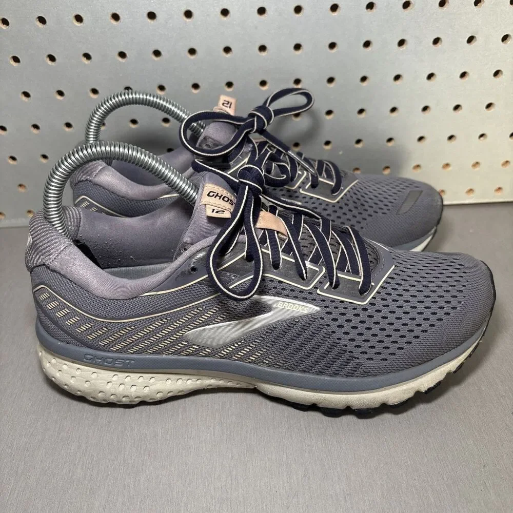Brooks Ghost 12 Shoes Womens Sz 7.5 Purple Gray Sneakers 1203051B086 Running Gym
